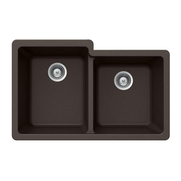 Houzer MOCHA Quartztone Series Granite Undermount 60/40 Double Bowl Kitchen Sink, Mocha Kitchen Sink - Undermount Houzer